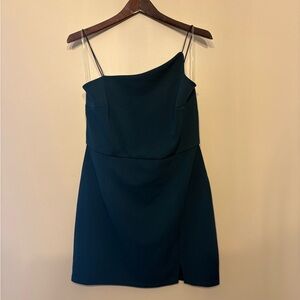 Altar'd State One-Shoulder Hunter Green Mini Dress